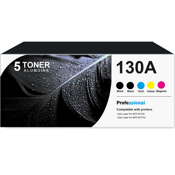 130A CF350A Toner Cartridge 5-Pack Compatible for HP 130A CF350A Toner Cartridges for Color Laser Pro MFP M176 M177 Series Printer (2 Black, 1 Cyan, 1 Magenta, 1 Yellow)