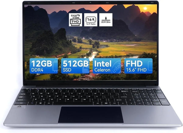 15.6inch Laptop 12GB DDR4 512GB SSD, Quad-Core Intel Celeron N5095 Processors, 1080P Ips Fhd Display Laptop Computer Windows 11, Numeric Keypad,Bluetooth 4.2, 2.4/5G Wifi
