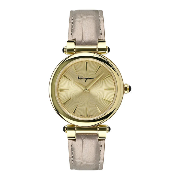 Salvatore Ferragamo Idillio IP Yellow Gold Stainless Steel Case Guilloché Dial Women's Quartz Watch, 36mm