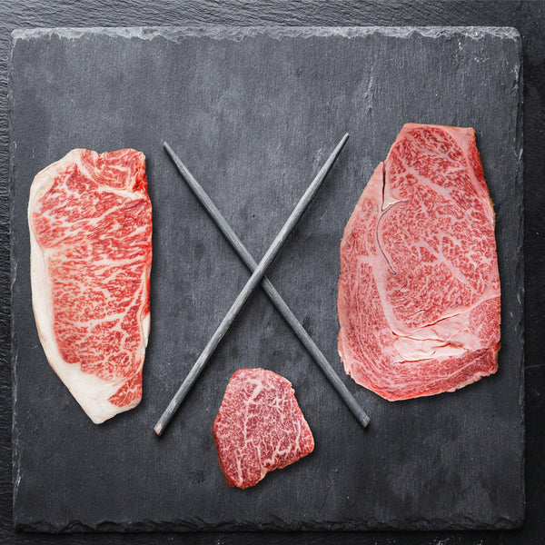 Authentic Wagyu Japanese A5 Wagyu Sampler Pack, 3 Total Steaks, 2.1 Lbs. Total
