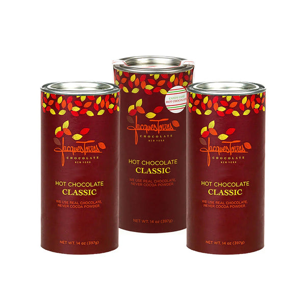 Jacques Torres 14 oz. Assorted Hot Chocolate Tin & Candy Cane Hot Chocolate Tin, 3 Count, 42 oz. Total