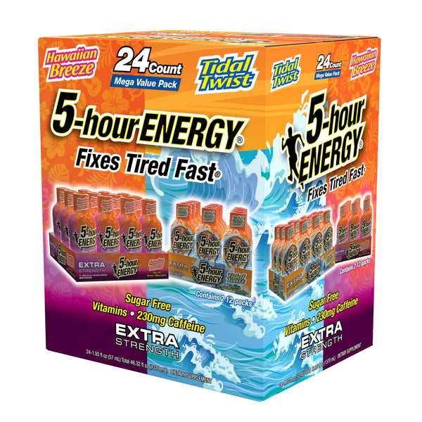 5-hour Energy Shot Twin Pack, Hawaiian Breeze & Tidal Twist, 1.93 fl. oz, 24-count