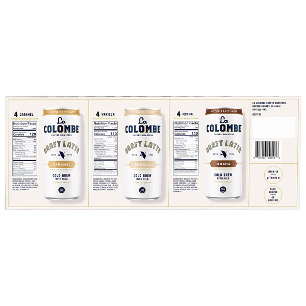 La Colombe Draft Latte Cold Brew Coffee, Variety Pack, 9 fl oz, 12-count