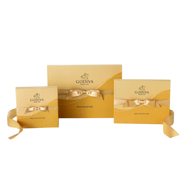 Godiva Premium Chocolate Assortment, 3 Tier Gold Ballotin Tower, 63 Pieces Total
