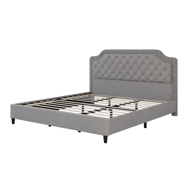 2-Piece Bedroom Set with Velvet Upholstered Bed and Storage Ottoman Bench by Harper&Bright Designs