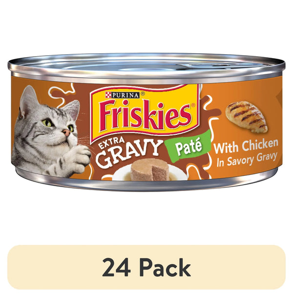 (24 pack) Purina Friskies Extra Gravy Pate With Chicken, Wet Cat Food, 5.5 oz Can
