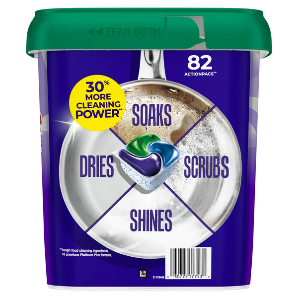 Cascade Platinum Plus Dishwasher Detergent ActionPacs, Fresh, 82-count