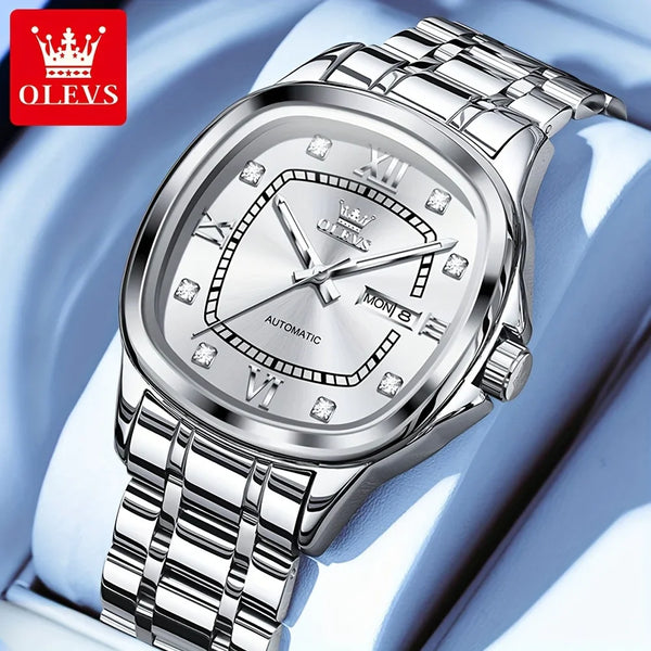 OLEVS Automatic Mechanical Luminous Watch For Men Luxury Original Stainless Steel High Quality Business Men'S Wrist Watches New Classic Top Brand Best Selling Men'S Watches, Without Battery