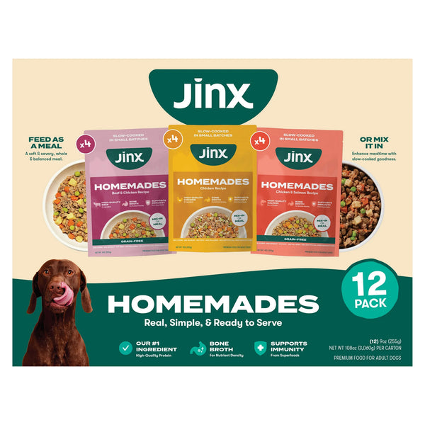 Jinx Homemades Variety Pack, Wet Dog Food Pack , 9oz , 12-count