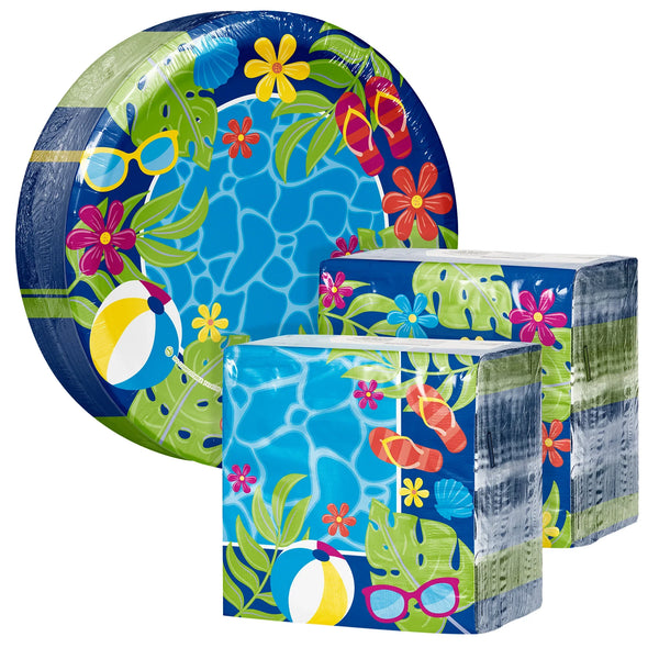 Artstyle Paper Plate & Napkin Bundle, Summer Sun, 200-count