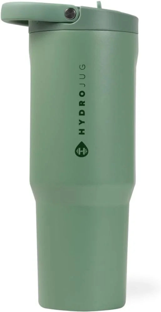 HydroJug Sport - Stainless Steel Tumbler with Straw, Vacuum Insulated, 40oz Leakproof Water Bottle, Ergonomic Design, Reusable, Dishwasher Safe, Rubber Base, Durable for Gym or Outdoors, Sage