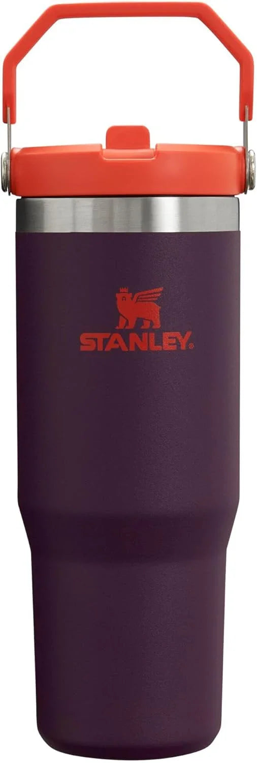 Stanley IceFlow Flip Straw Tumbler with Handle 30 oz | Twist On Lid and Flip Up Straw | Leak Resistant Water Bottle | Insulated Stainless Steel |BPA-Free | Plum