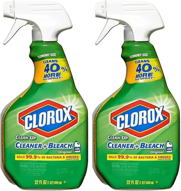 Clean-Up Cleaner with Bleach, 32oz (2 Pack) Original Scent Bleach Spray - All Purpose Cleaner for Kitchen, Bath, Tile, and Counters - Bundled w/Landsing Pro Ship Bag