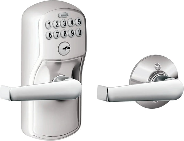 SCHLAGE FE575 PLY 626 ELA Plymouth Keypad Entry with Auto-Lock and Elan Levers, Brushed Chrome