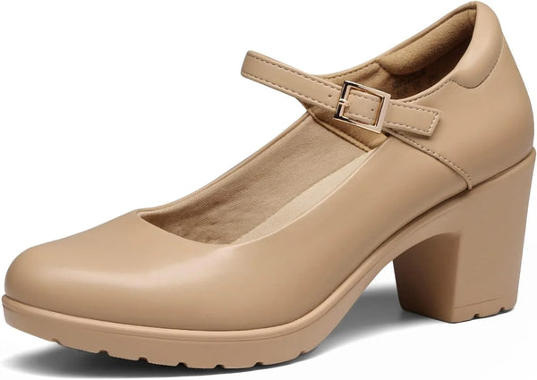 DREAM PAIRS Women's Chunky Low Block Heels Mary Jane Closed Toe Work Pumps Comfortable Round Toe Dress Wedding Shoes