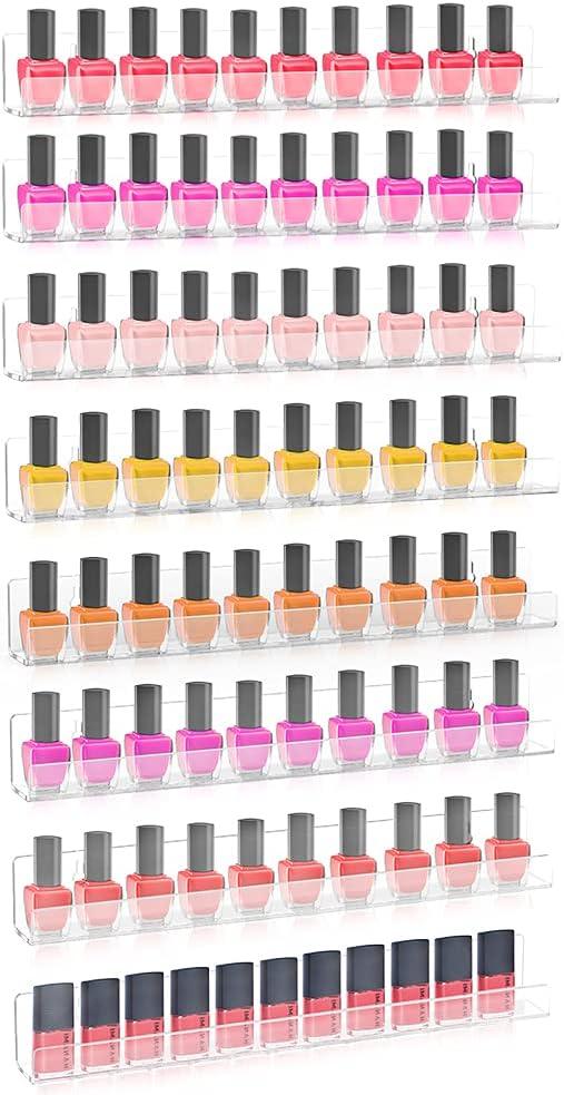 8 Pack Nail Polish Wall Rack, Clear nail polish organizer wall mounted, Acrylic Nail Polish holder storage