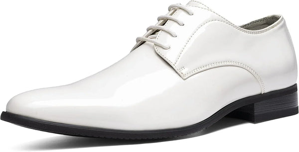 Bruno Marc Men's Faux Patent Leather Tuxedo Dress Shoes Classic Lace-up Formal Oxford