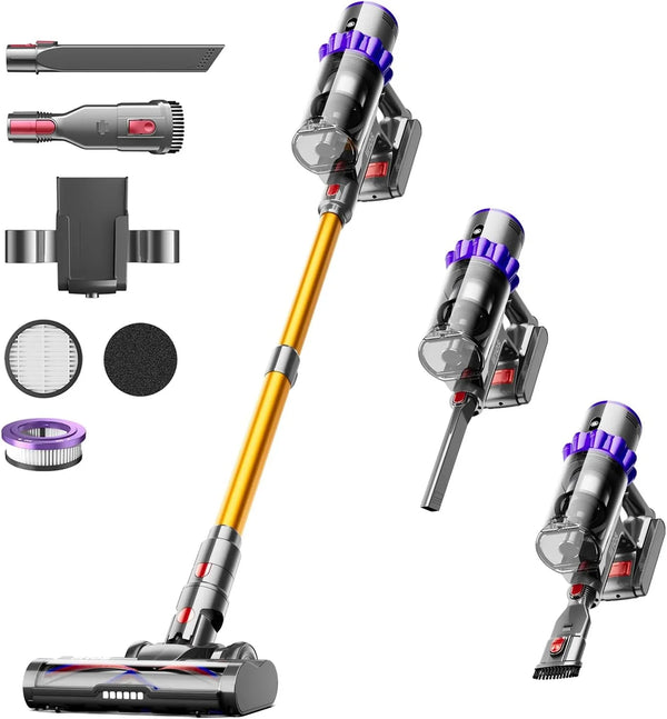Cordless Vacuum Cleaner, 550W 45KPA 70Mins Self-Standing Vacuum Cleaners for Home, Stick Vacuum Cordless with Wall Mount Charging, LDE Display, Upgraded Roller Brush for Carpet,Pet Hair,Hardwood Floor