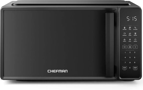 Chefman Countertop Microwave Oven 0.7 Cu. Ft., 700 Watts with 10 Power Levels, 6 Cooking Presets with One-Touch Express Cook, Eco Mode, Child Safety Lock, & Mute Button - Black