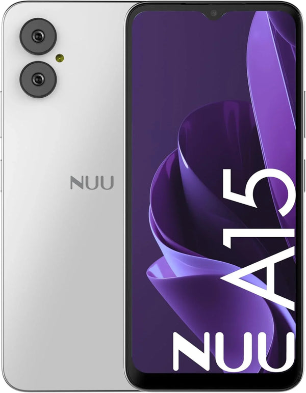 NUU A15 Cell Phone 4GB + 128GB, Compatible with Mint, Metro, T-Mobile, Qlink and More, Perfect for Teenagers, Dual SIM 4G, Octa-Core Helio G36 2.2GHz 6.5" HD+, Android 13, White, US Warranty