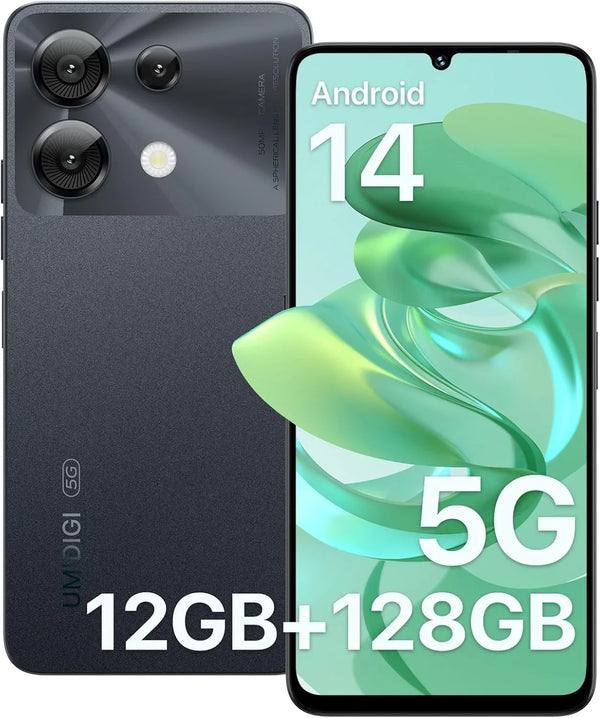UMIDIGI G9 5G Cell Phone, Android 14 Unlocked Phones, 12(6+6) GB +128GB/1TB TF Expand, 5G Dual SIM, 50MP Camera, 6.75" HD+ 90Hz Display, AI Face & Fingerprint Unlock, 5000mAh Android Phone Black