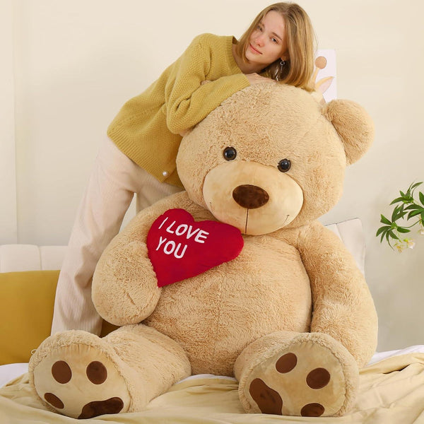 Tezituor 5ft Giant Teddy Bear Stuffed Animals - “I Love You”Red Heart Human Size Teddy Bear for Girlfriend,Boyfriend,Wife,Lover-Birthday, Anniversary, Valentines