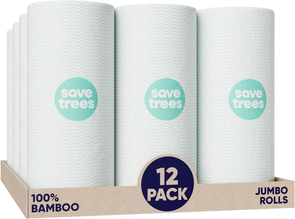 Bamboo Paper Towels 12pk - 1800 Sheets Paper Towel Rolls Ultra Absorbent & Durable EcoTowels - FSC-Certified, Vegan Bamboo Kitchen Rolls