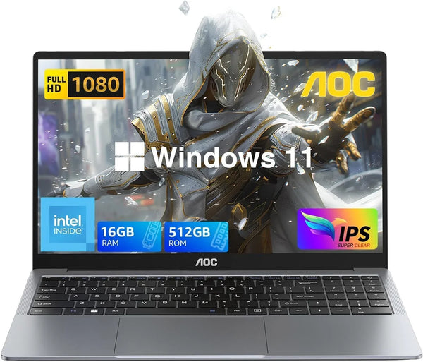 15.6" Laptop for Students and Business, 2025 Laptop Computer with Intel N97 Processor(Up to 3.6GHz), 16GB RAM, 512GB ROM, HD IPS Display Windows 11 Laptop, Webcam, Metal Shell, Light&Thin, Type-C