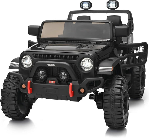 2-Seater Ride on Truck Car for Kids, 12V Electric Truck Car for Boys Age 3-8 w/Remote Control, Bluetooth, Capacity 150lbs - Black