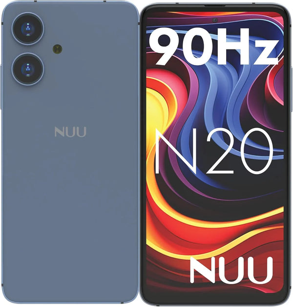 NUU N20 Basic Cell Phone for T-Mobile, Mint, Metro, Qlink, Tello and More 6GB/128GB, Perfect for Teenagers, Dual SIM 4G, Octa-Core 6.6" 90Hz HD+, Unlocked Phones Android Phone 14, US Warranty (Blue)