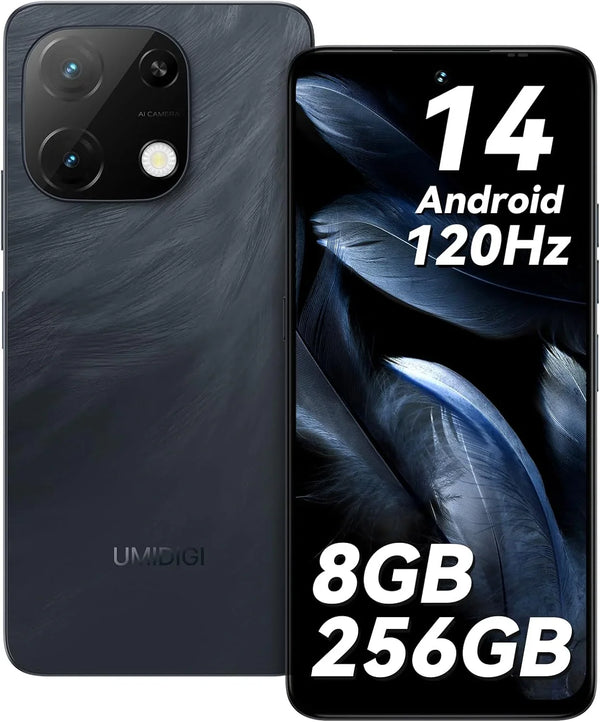 UMIDIGI Note 100A Cell Phone, 8(4+4)+256GB/1TB TF, 6.8" HD+ 120Hz Display Phones, Android 14 Unlocked Smartphone, 5000mAh Battery Andriod Phone, AI Face & Fingerprint Unlock, 4G Dual SIM, GPS,OTG
