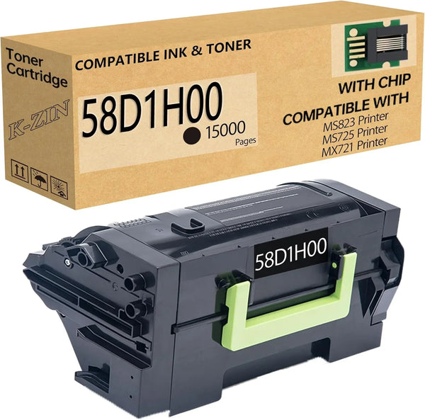 58D1H00 (15000 Pages) Black Toner Cartridge(with Chip)Compatible with Lexmark 58D1H00 58D1U00 58D1000 58D1X00 for MS823 MS725 MS821 MS822 MS824 MS826 MX721 MX722 MX725 MX824 Printer(Black,1-PK)