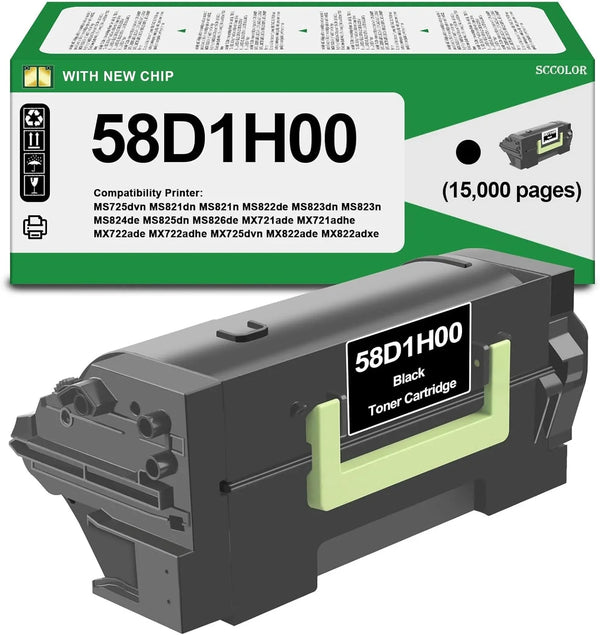 58D1H00 Toner Cartridge High Yield(15000 Pages) Compatible with Lexmark 58D1H00 58D0HA0 58D0H0G 58D1H0E for MS821 MS822 MS823 MS824 MS825 MS826 MS725 MX721 MX722 MX725 MX822 MX824 MX826 Laser Printer