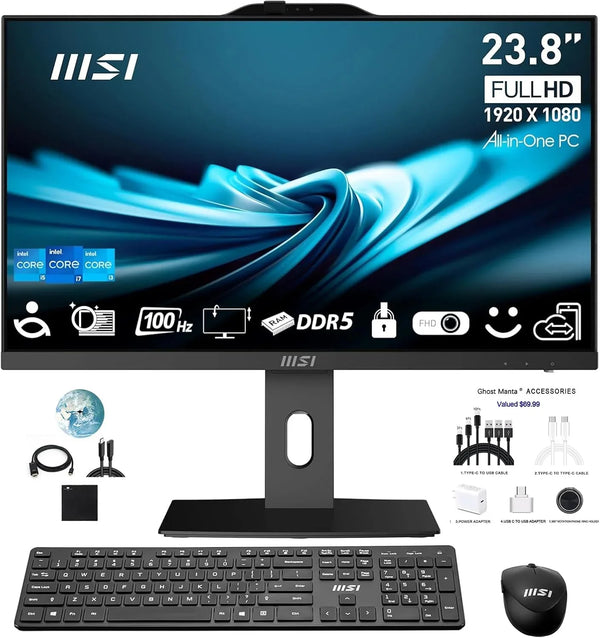 23.8 IPS FHD-Desktop, All-in-One PC, 20-Cores Intel Core i7-14700(up to 5.4 Ghz), 16GB DDR5 1TB NVMe SSD Computer Desktop with WiFi Adjustable Stand Win 11 w/Accessories