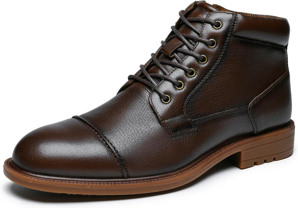 Arkbird Mens Oxford Leather Dress Boots Classic Cap Toe Side Zip Mid Top Casual Ankle Boots for Men