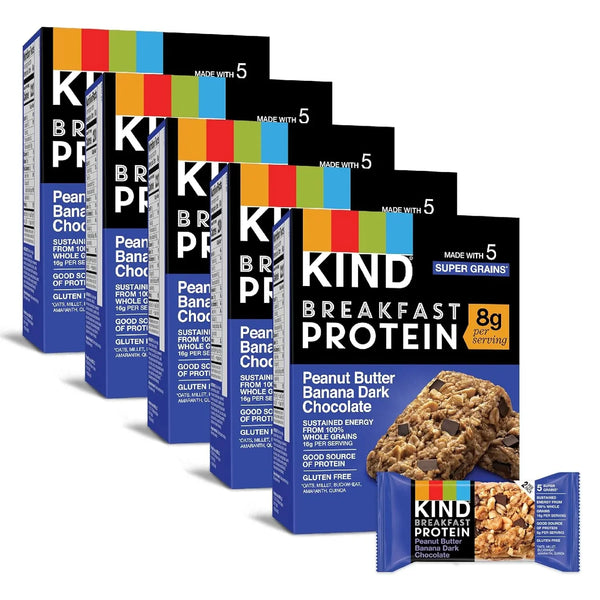 KIND Breakfast Protein Bars, KIND Snack Bars, Peanut Butter Banana Dark Chocolate, Gluten Free Breakfast Bars, 8g Protein, 1.76 OZ Packs, 30 Count