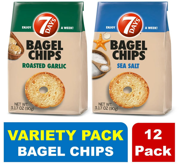 7Days Bagel Chips, Variety Pack (3.17oz, Pack of 12)