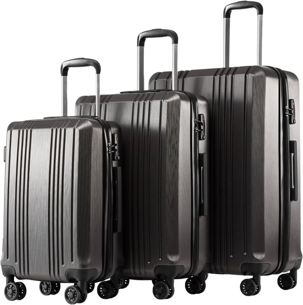 Coolife Luggage Expandable Suitcase PC+ABS 3 Piece Set with TSA Lock Spinner 20in24in28in