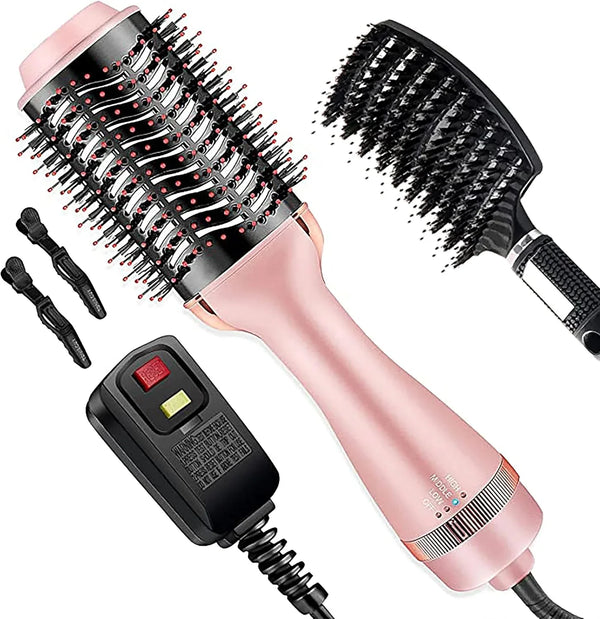 4 in 1 Hot Air Brush with Negative Ion Anti-frizz Blowout Brush for Drying, Straightening, Curling, Salon Volumizing