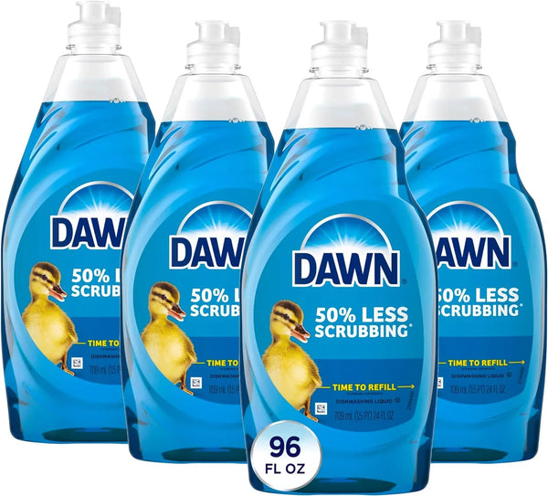 Dawn Ultra Dish Soap, Dishwashing Liquid, Original, Dish Soap Liquid, Dish Soap Refill, 4x24 Fl Oz Bundle