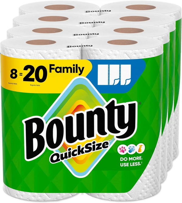 Bounty Quick-Size Paper Towels, White, 12 Family Triple Rolls = 40 Regular Rolls