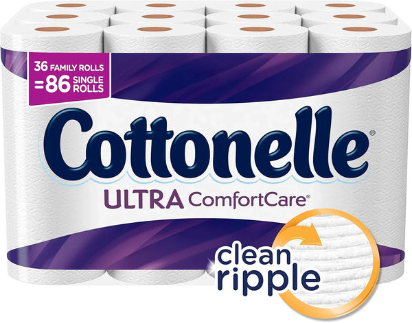 Cottonelle Ultra Comfort Care Family Roll Toilet Paper, Bath Tissue, 36 Toilet Paper Rolls