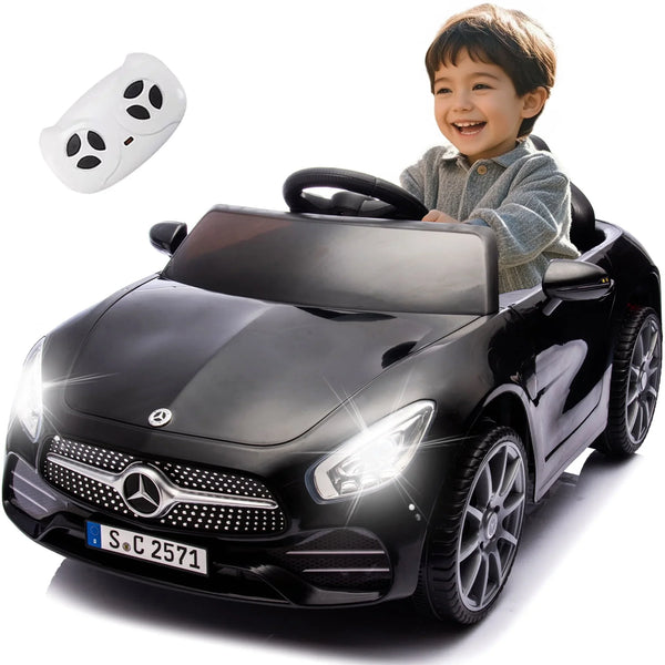 BCARORUR Licensed Benz CLS 350 12V Electric Ride on Toys with Bluetooth Music, LED Lights, Spring Suspension, Power Car Wheels, Electric Car for Kids with with Parent Remote Control (Black)