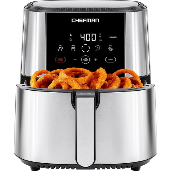 Chefman TurboFry 6-Quart Digital Air Fryer with Touch Controls and 4 Cooking Functions – Stainless Steel, New