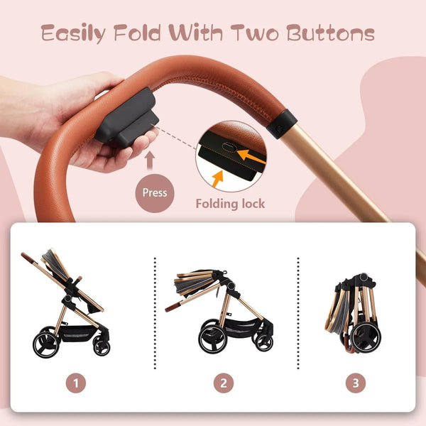 Convertible Baby Stroller, 3 in 1 Reversible Bassinet Stroller for Newborn