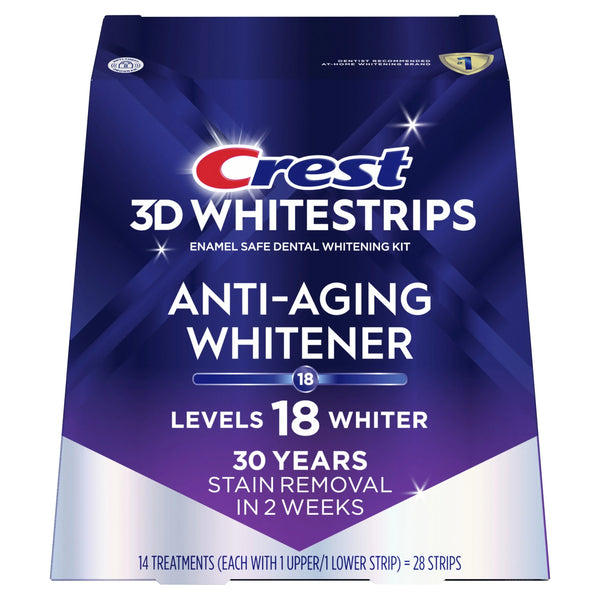 Crest 3D Whitestrips Anti-Aging Whitener at-home Teeth Whitening Kit, 14 Strip Treatments, 18 Levels Whiter