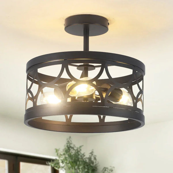 Elgina 3-Light Semi Flush Mount Ceiling Light Fixture, Modern Hanging Pendant Lights, Modern Chandelier for Dining Room Living Room Foyer Entryway Kitchen-12.6"W x 10.2"H