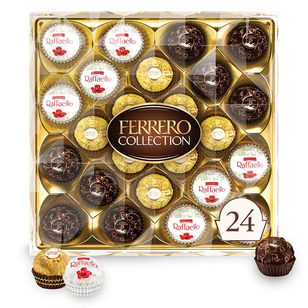 Ferrero Collection, 24 Count, Premium Gourmet Assorted Hazelnut Milk Chocolate, Dark Chocolate and Coconut, 9.1 oz