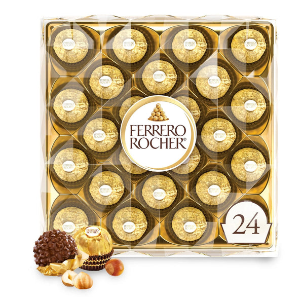 Ferrero Rocher, 24 Count, Premium Milk Chocolate Hazelnut, Chocolates for Gifting, 10.6 oz