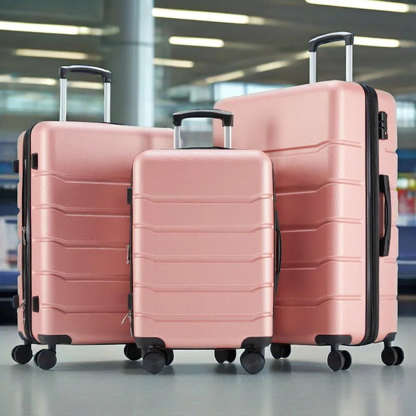 GIANNA Set of 3 Hardside Luggage, Expandable Rolling Luggage with TSA Lock and Spinner Wheels, Pink